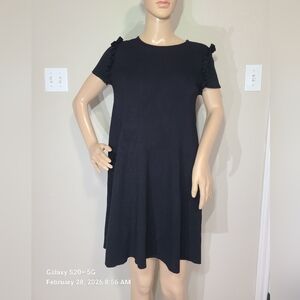Zara Black Mini Dress with Ruffle Sleeves